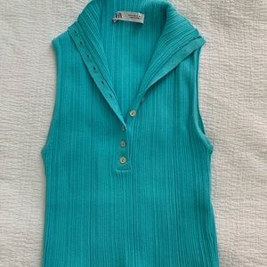 Zara aqua knit top